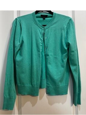 J. Crew Teal Crewneck Button Cardigan